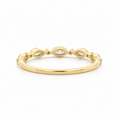 14k Gold Marquise and Round Diamond Band | 0.42tcw