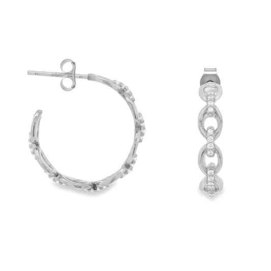 Celeste Chain Moissanite Oval Link Earrings – 21mm