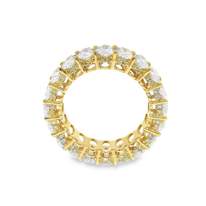 6 Carat Oval Lab Grown Diamond Eternity Band in 14k Yellow Gold - 4.1mm Width
