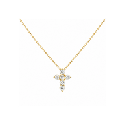 14k Gold Lab Grown Diamond Cross Necklace | 0.60tcw | 18"