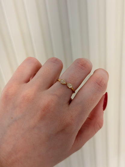 14k Yellow Gold and Natural Diamonds Dainty Open Ring (0.09tcw)