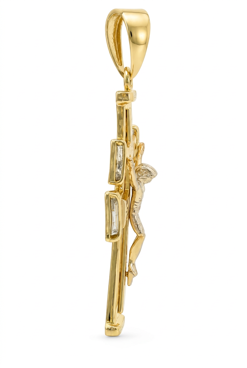 14k Gold Matte Jesus Crucifix Pendant | 10.4g