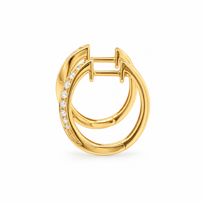 18k Gold Natural Diamond Twist Huggie Earrings | 0.27tcw | 15.5mm