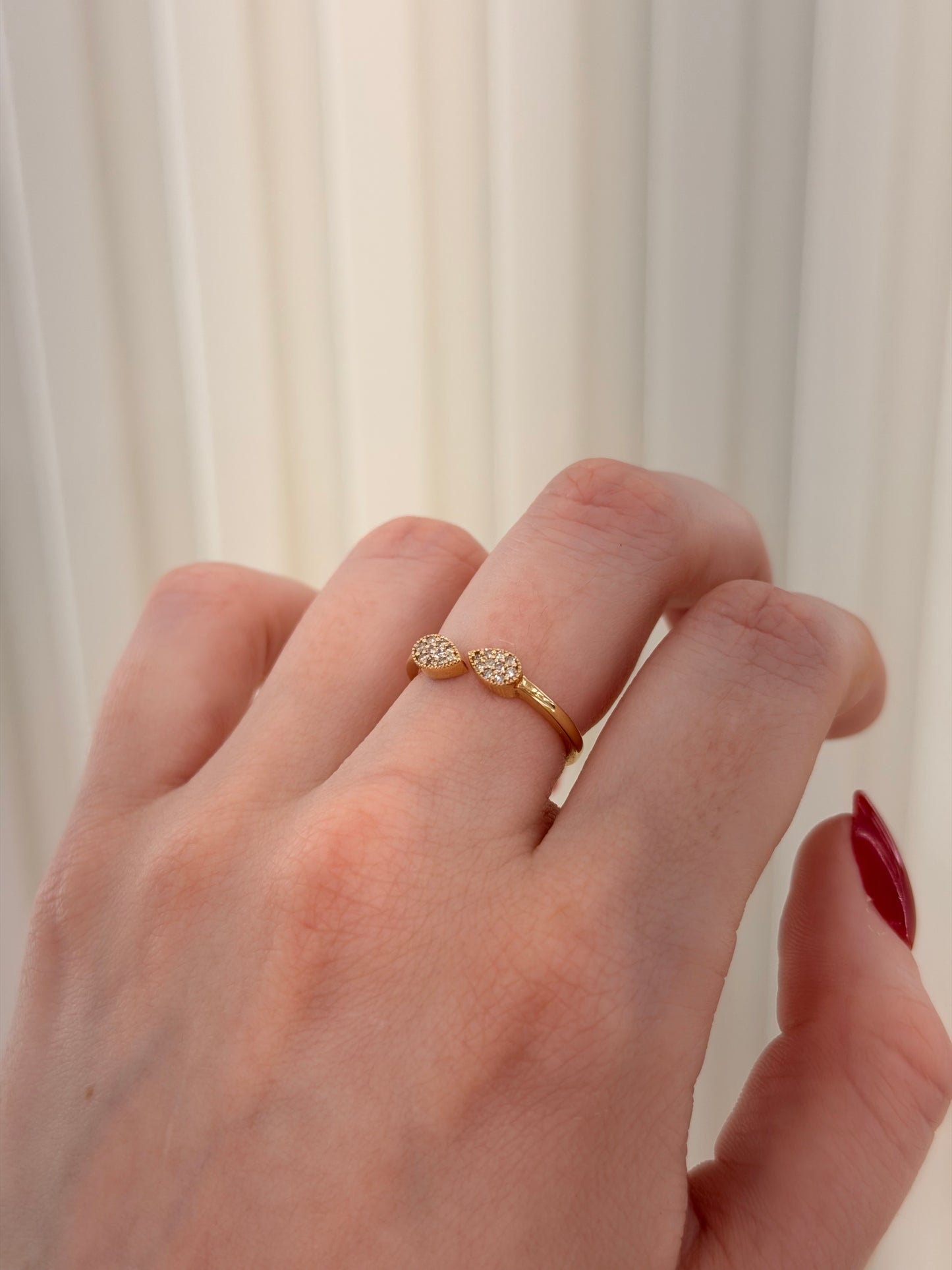 14k Yellow Gold and Natural Diamonds Dainty Open Ring (0.09tcw)