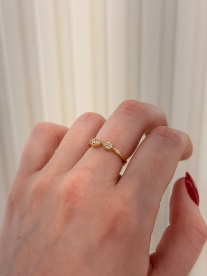 14k Yellow Gold and Natural Diamonds Dainty Open Ring (0.09tcw)