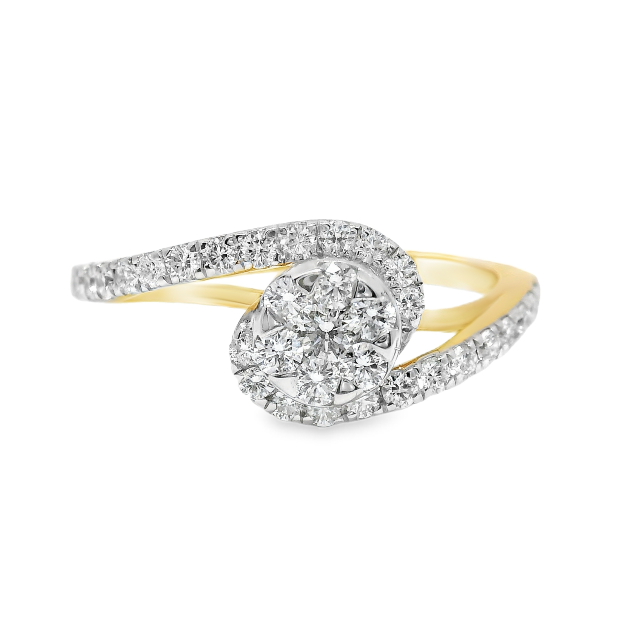 14k Yellow Gold and Natural Diamond Swirl Ring (0.51 t.c.w.)