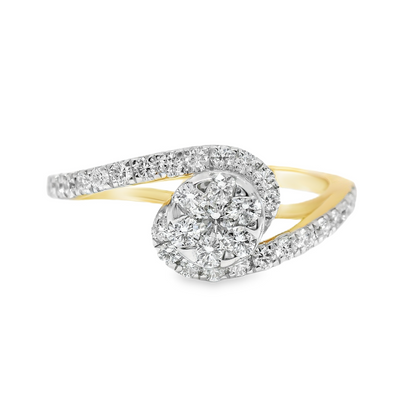 14k Yellow Gold and Natural Diamond Swirl Ring (0.51 t.c.w.)