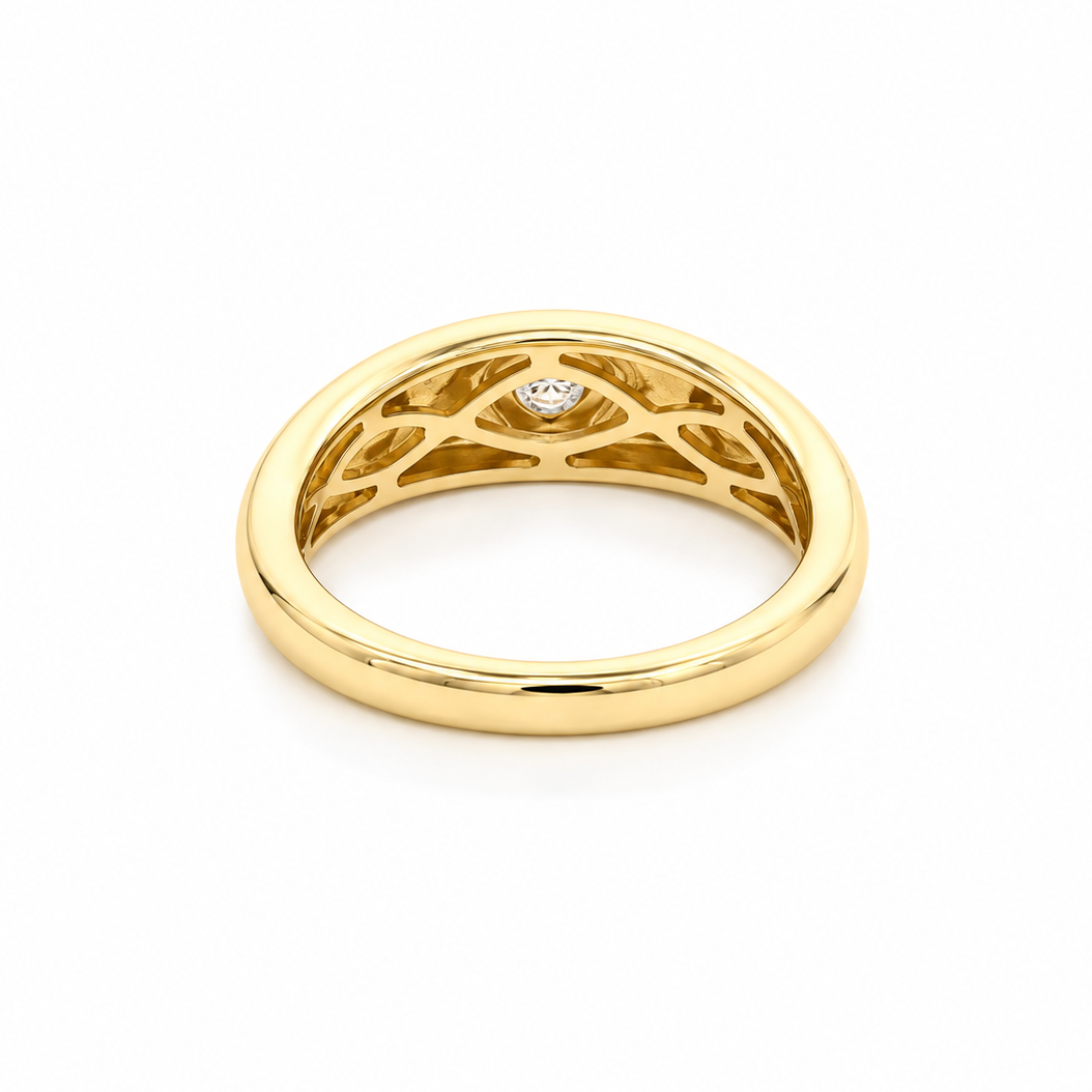 18k Gold Domed Diamond Starburst Ring | 0.11tcw