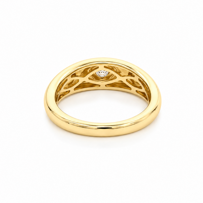 18k Gold Domed Diamond Starburst Ring | 0.11tcw