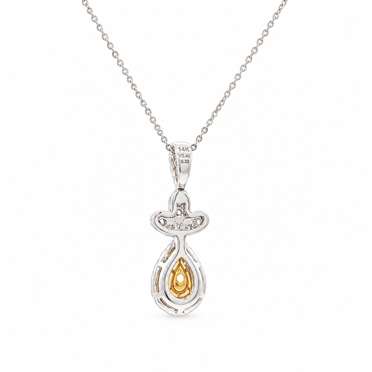 14k White Gold Natural White and Yellow Diamond Pendant | 0.72ctw