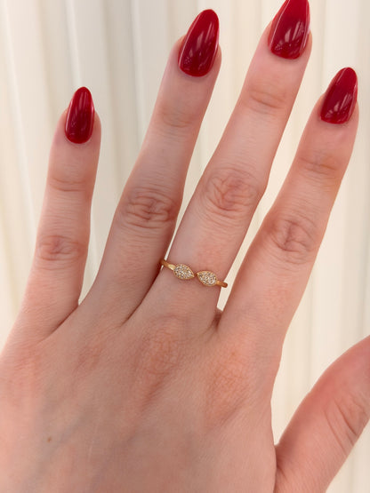 14k Yellow Gold and Natural Diamonds Dainty Open Ring (0.09tcw)