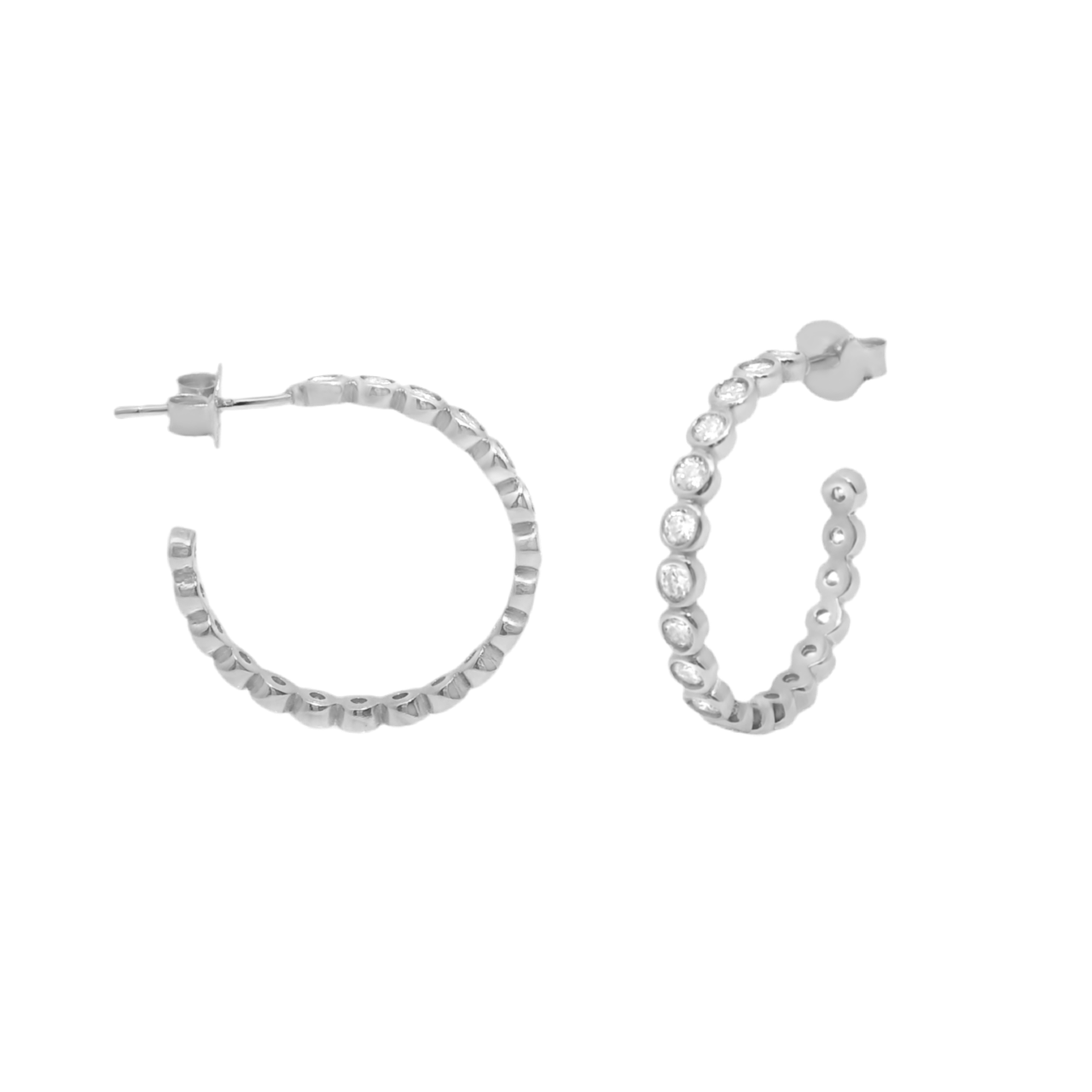 Luna Glow Moissanite Open Hoop Earrings – 21mm