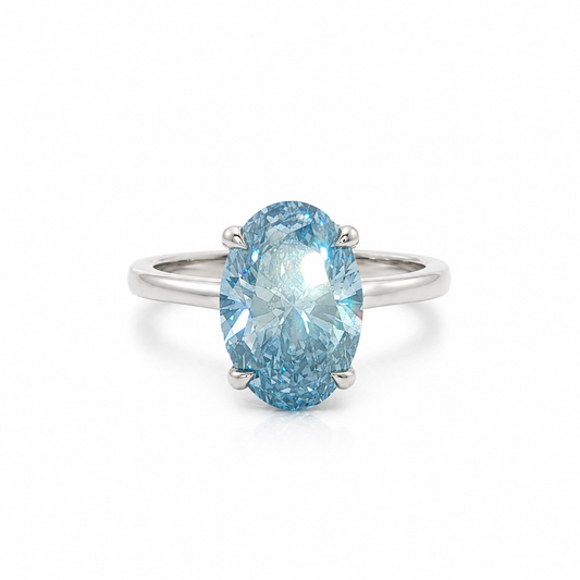 14k White Gold Fancy Aqua Lab Grown Diamond Engagement Ring (3.06tcw)