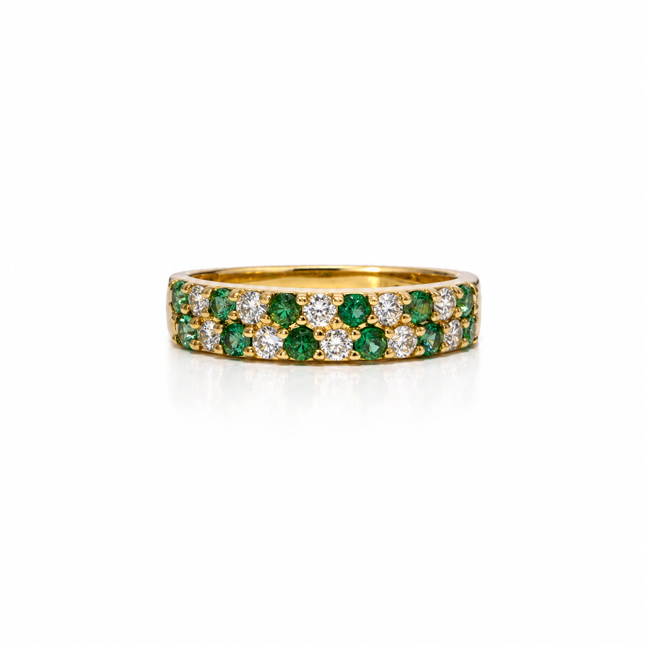 14k Gold Natural Diamond (0.77tcw) and Emerald (0.37 tcw) Ring