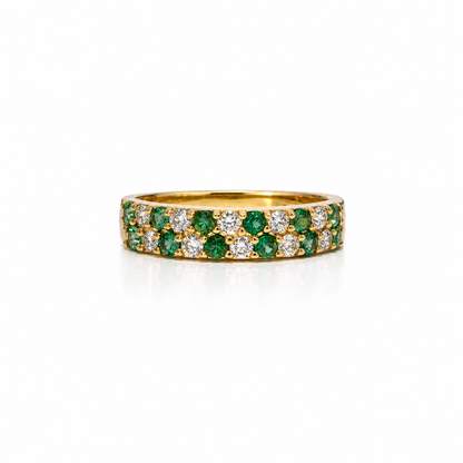 14k Gold Natural Diamond (0.77tcw) and Emerald (0.37 tcw) Ring