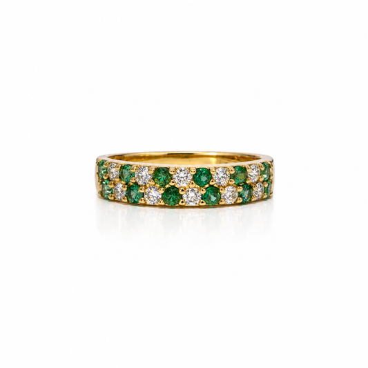 14k Gold Natural Diamond (0.77tcw) and Emerald (0.37 tcw) Ring