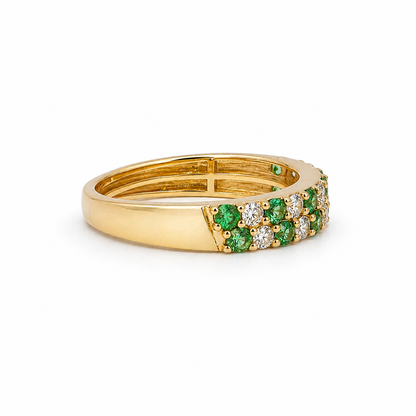 14k Gold Natural Diamond (0.77tcw) and Emerald (0.37 tcw) Ring