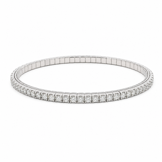 14k White Gold Natural Diamond Stretch Tennis Bracelet | 3.59 tcw | Fits 6.5"-7" Wrist