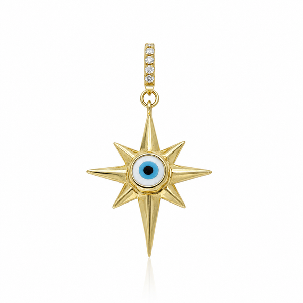 14k Gold North Star Amulet & Evil Eye Pendant | Purity Charm