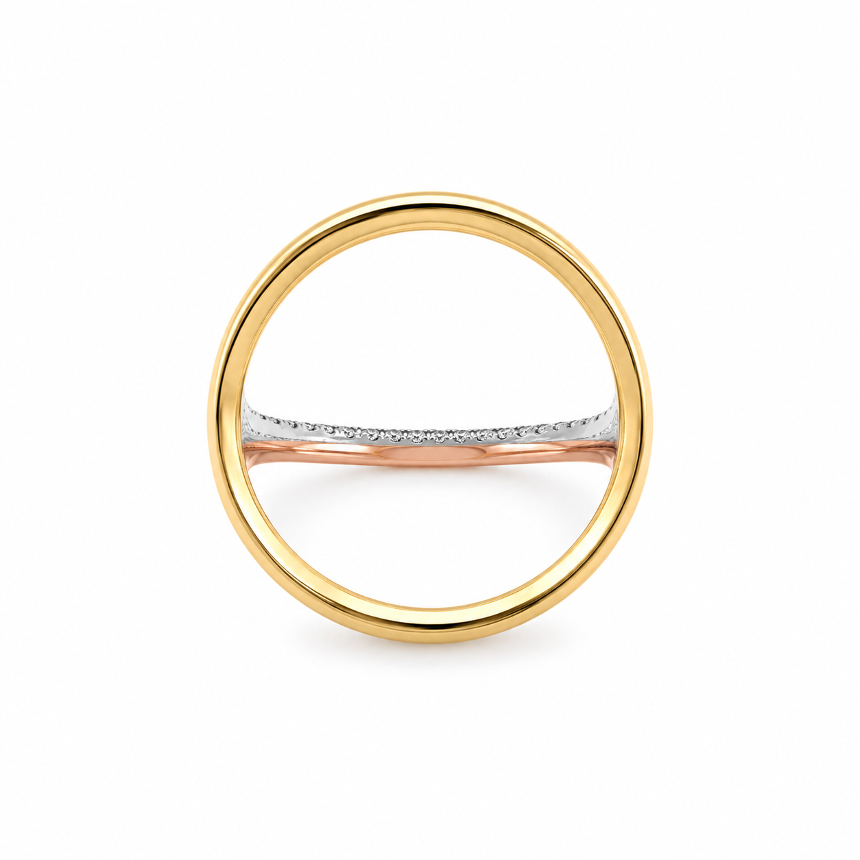 14k Tricolor Gold Three-Way Ring with Pavé Lab-Grown Diamonds | 0.50 TCW | Yellow, White & Rose Gold