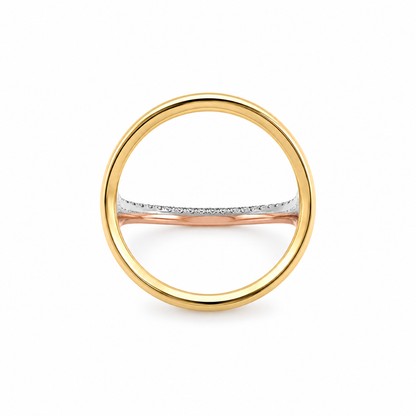 14k Tricolor Gold Three-Way Ring with Pavé Lab-Grown Diamonds | 0.50 TCW | Yellow, White & Rose Gold