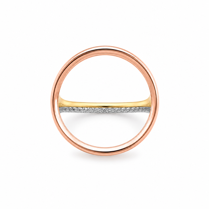 14k Tricolor Gold Three-Way Ring with Pavé Lab-Grown Diamonds | 0.50 TCW | Yellow, White & Rose Gold