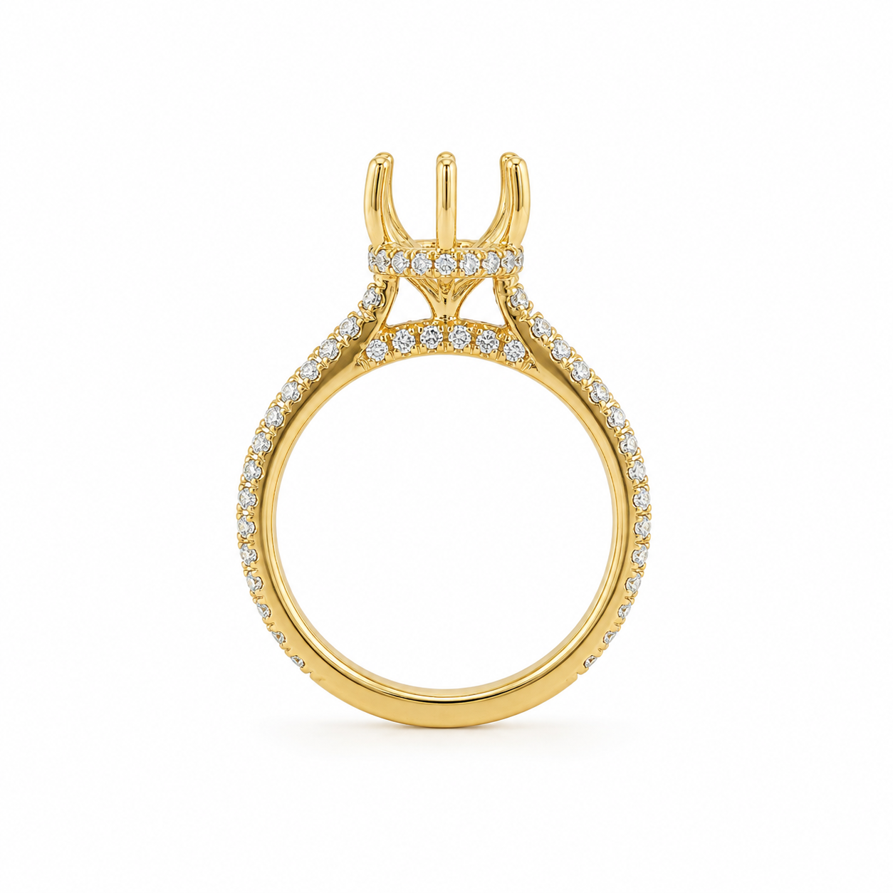 14k Gold Pear Diamond Engagement Ring Setting | 5-Prong Halo, Pavé Band & Gallery | 0.52 TCW Lab Diamond | Fits Approx. 2.00–2.25ct Pear