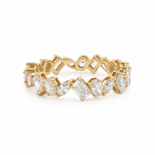 18k Yellow Gold Multi-Shape Lab Grown Diamond Eternity Band