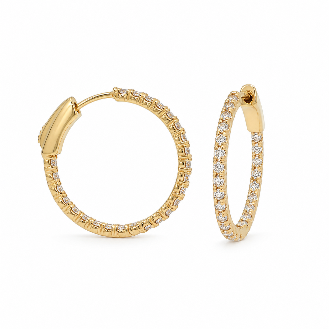 Inside-Out Natural Diamond Hoops| 1.01 tcw | 14k Yellow Gold