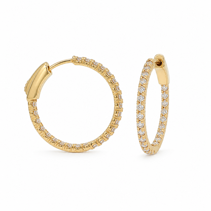 Inside-Out Natural Diamond Hoops| 1.01 tcw | 14k Yellow Gold