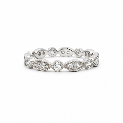 14k White Gold Round Lab Grown Diamond Band | 0.35ctw | Alternating Marquise & Round Design