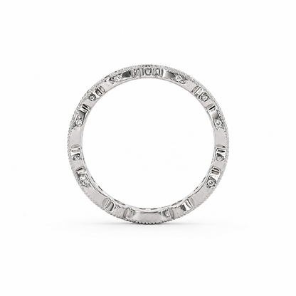 14k White Gold Round Lab Grown Diamond Band | 0.35ctw | Alternating Marquise & Round Design