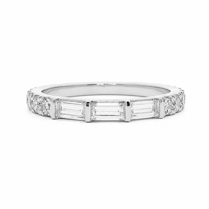 14k White Gold Band with Natural Diamonds (0.30 tcw)