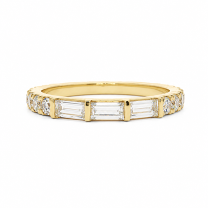 14k Gold Lab Grown Diamond Baguette & Graduated Round 3/4 Band