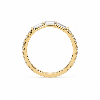 14k Gold Lab Grown Diamond Baguette & Graduated Round 3/4 Band