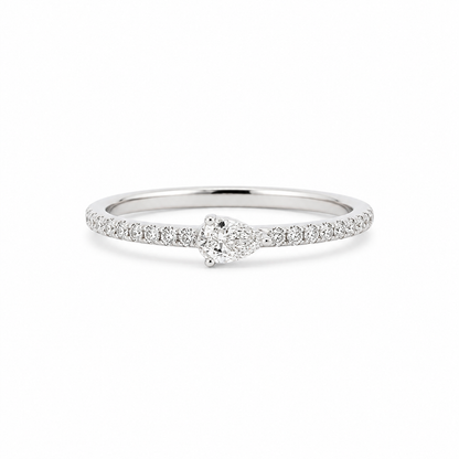 18k White Gold with Natural Diamond Ring with East/West Pear (0.25 tcw)