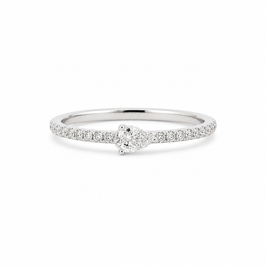 18k White Gold with Natural Diamond Ring with East/West Pear (0.25 tcw)