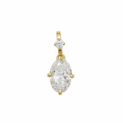 14k Gold Oval Lab Grown Diamond Compass Prong Pendant | E Color VS1