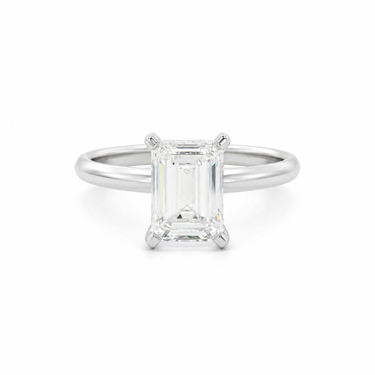 18k White Gold with 2.07 tcw Emerald Cut Lab Grown Diamond Engagement Ring