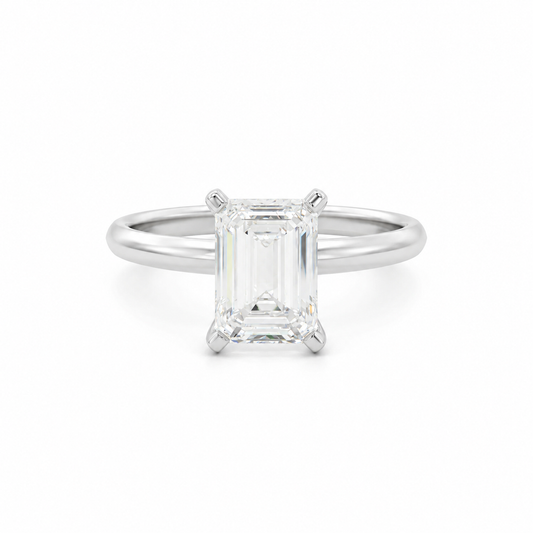 18k White Gold with 2.07 tcw Emerald Cut Lab Grown Diamond Engagement Ring