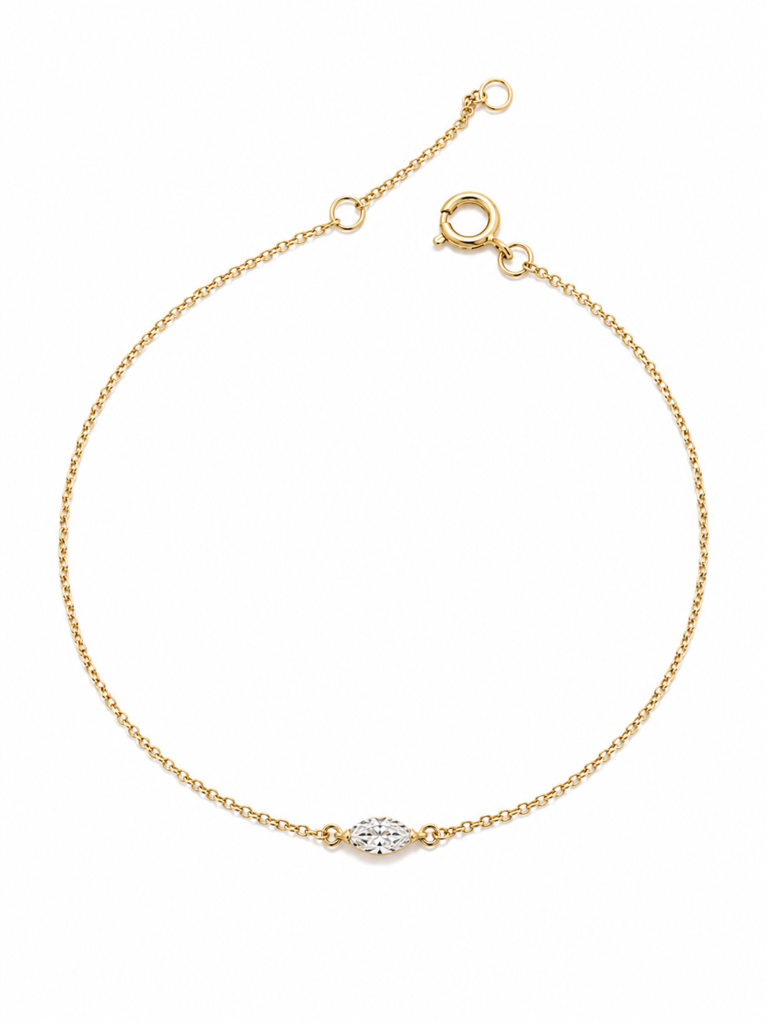 14k Yellow Gold Marquise Lab-Grown Diamond Bracelet | 1/4 CTW | Adjustable 6.5-7.5 Inch