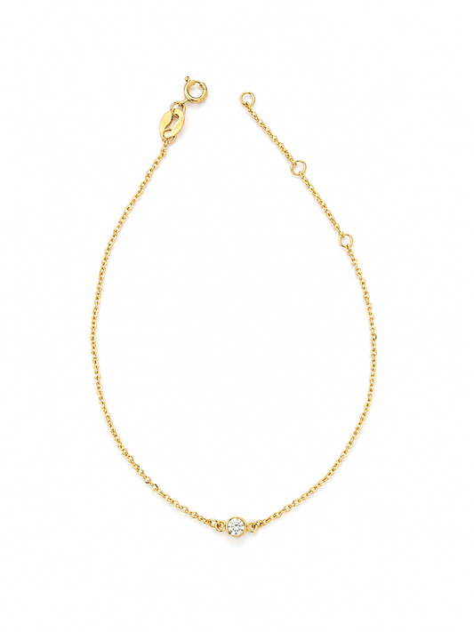14k Yellow Gold Round Lab-Grown Diamond Bracelet | 0.10 CT | Adjustable 6.5-7.5 Inch