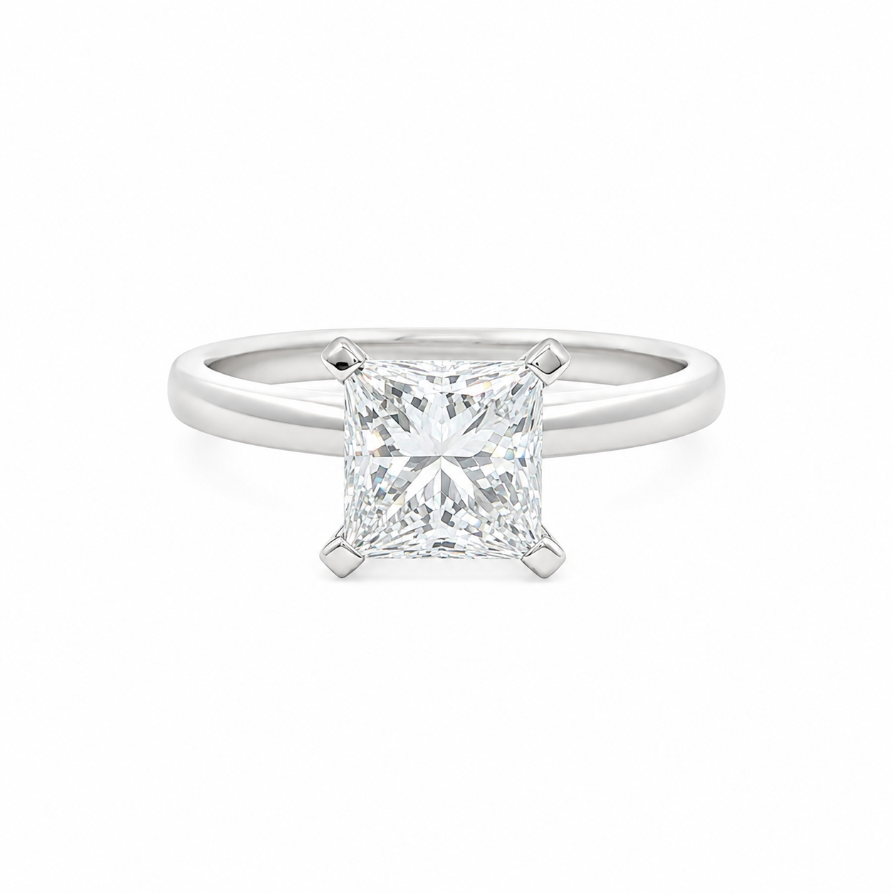 18k Gold with 2.06 tcw Princess Cut Lab Grown Diamond Engagement Ring