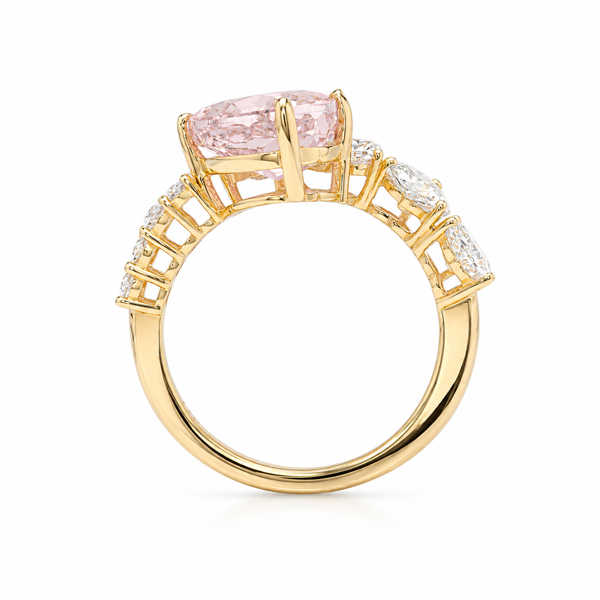 14k Yellow Gold 4.06ct Pink Heart Lab-Grown Diamond Ring | 5.3ctw