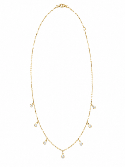 14k Gold Natural Diamond Bezel Drop Necklace | 0.28 tcw EF/VS Diamond | Adjustable 16"-18"