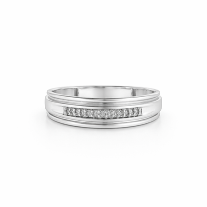 14k White Gold Natural Diamond Channel Set Band | 0.05 tcw