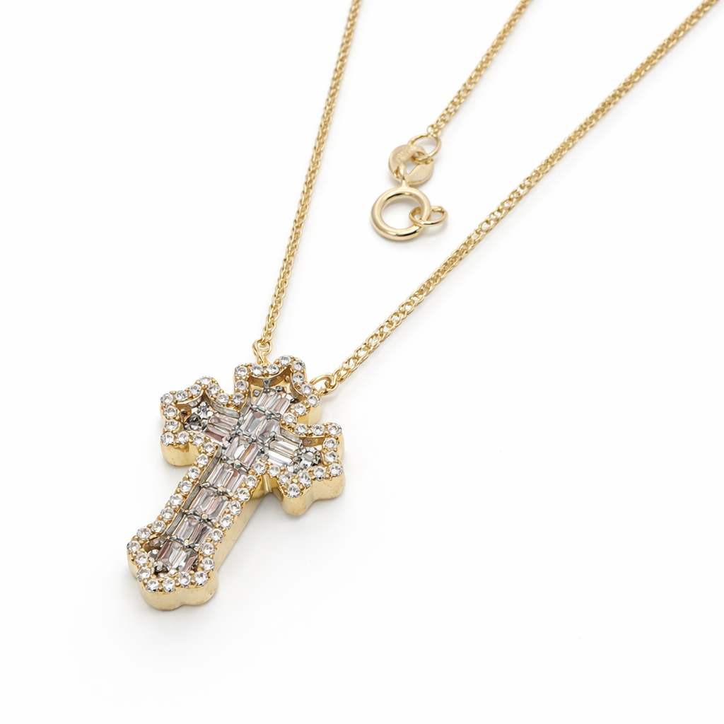14k Gold Natural Diamond Cross Necklace | 0.47 tcw
