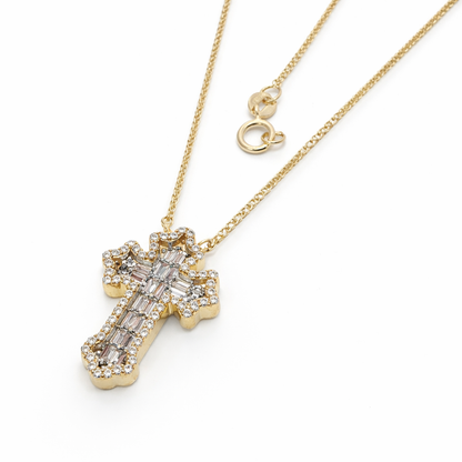 14k Gold Natural Diamond Cross Necklace | 0.47 tcw