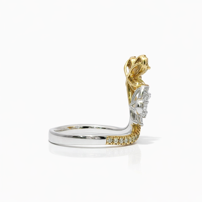 18k Natural Diamond Two Tone Butterfly Bypass Flight Balance Ring | 1.13 tcw
