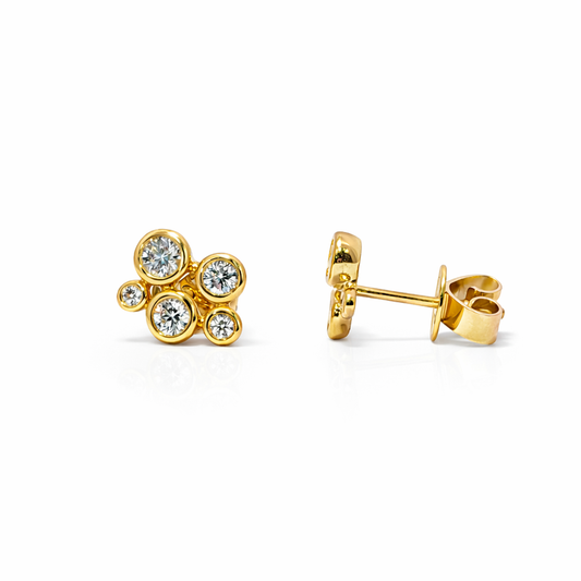 18k Gold and Natural Diamond "Bubbly" Stud Earrings (0.43tcw)